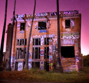 Byron Hot Springs Hotel front by Night