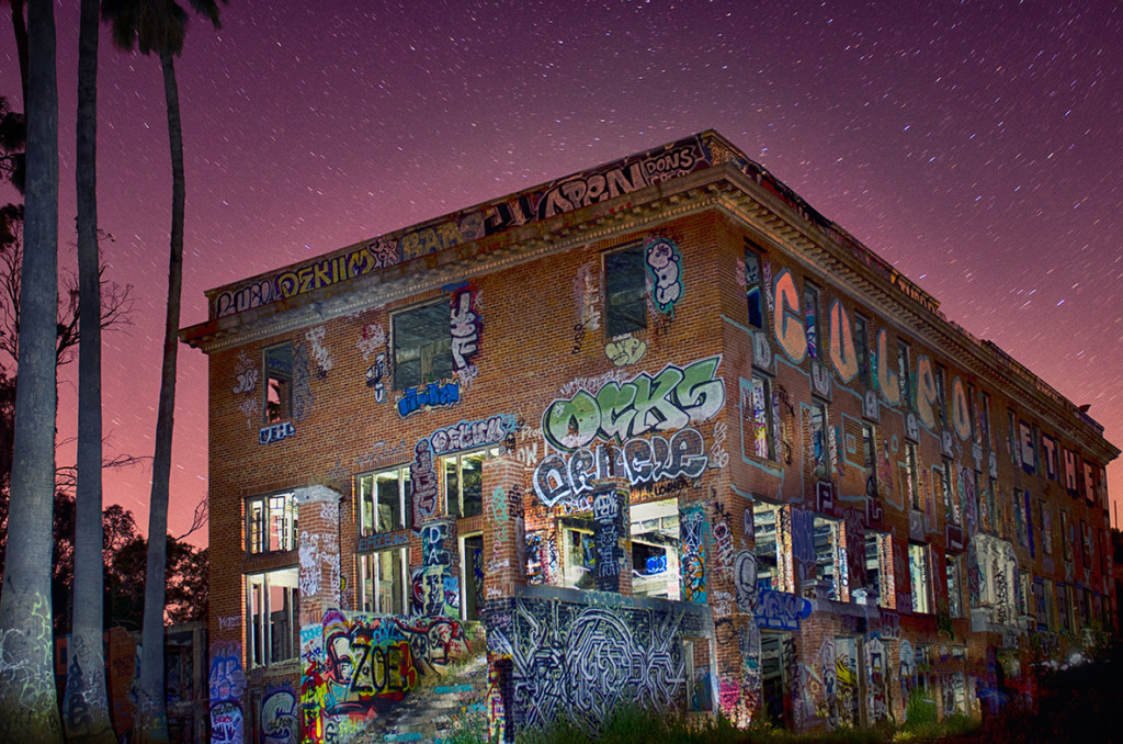 Byron Hot Springs Hotel front by Night