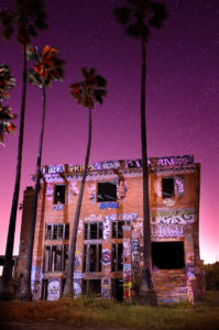 Byron Hot Springs Hotel front by Night