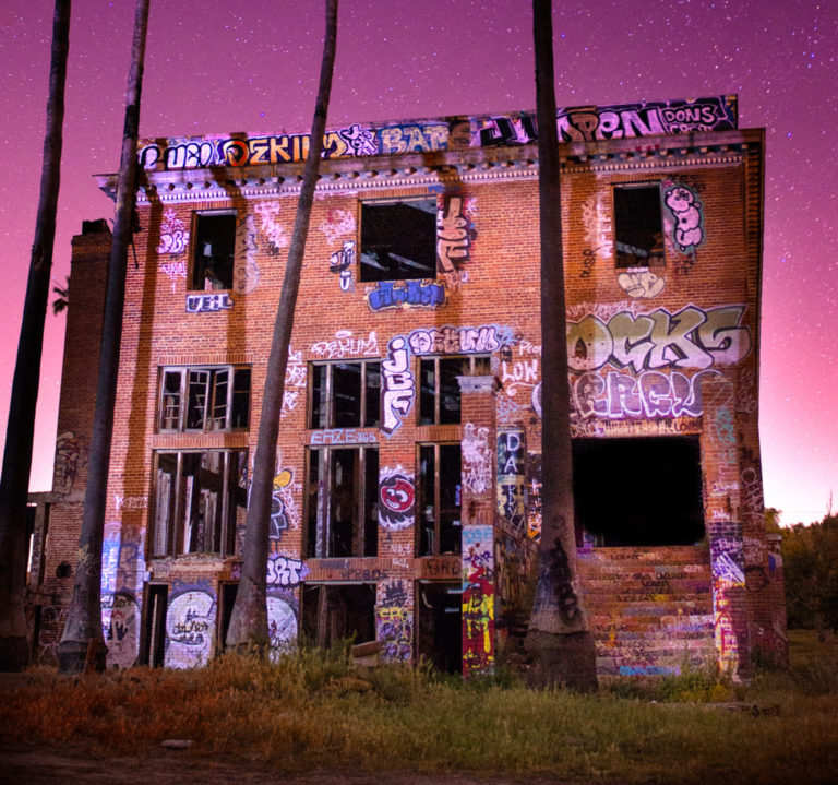 Byron Hot Springs Hotel front by Night